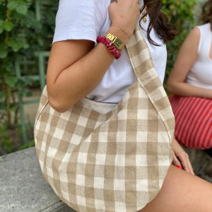 GRAND SAC ROND VICHY ÉCRU – Image 2
